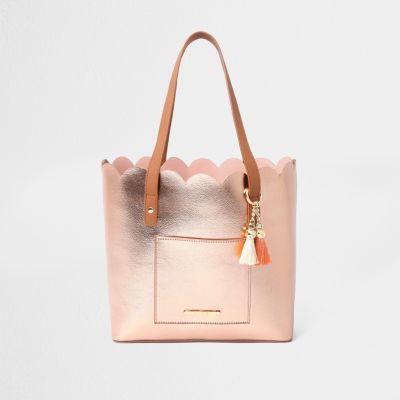 river island rose gold beach bag