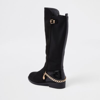 river island black knee high boots