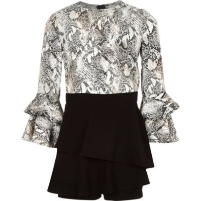 river island snake print playsuit