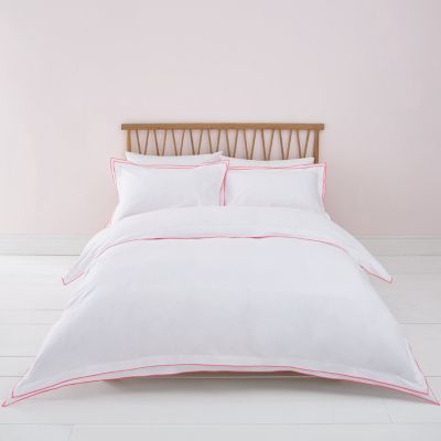 White Pink Border King Duvet Bed Set Bed Sets Bedding