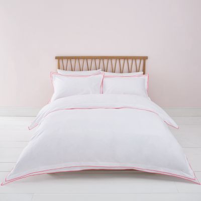 White Pink Border Super King Duvet Bed Set Bed Sets Bedding