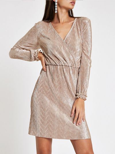 River island store gold wrap dress