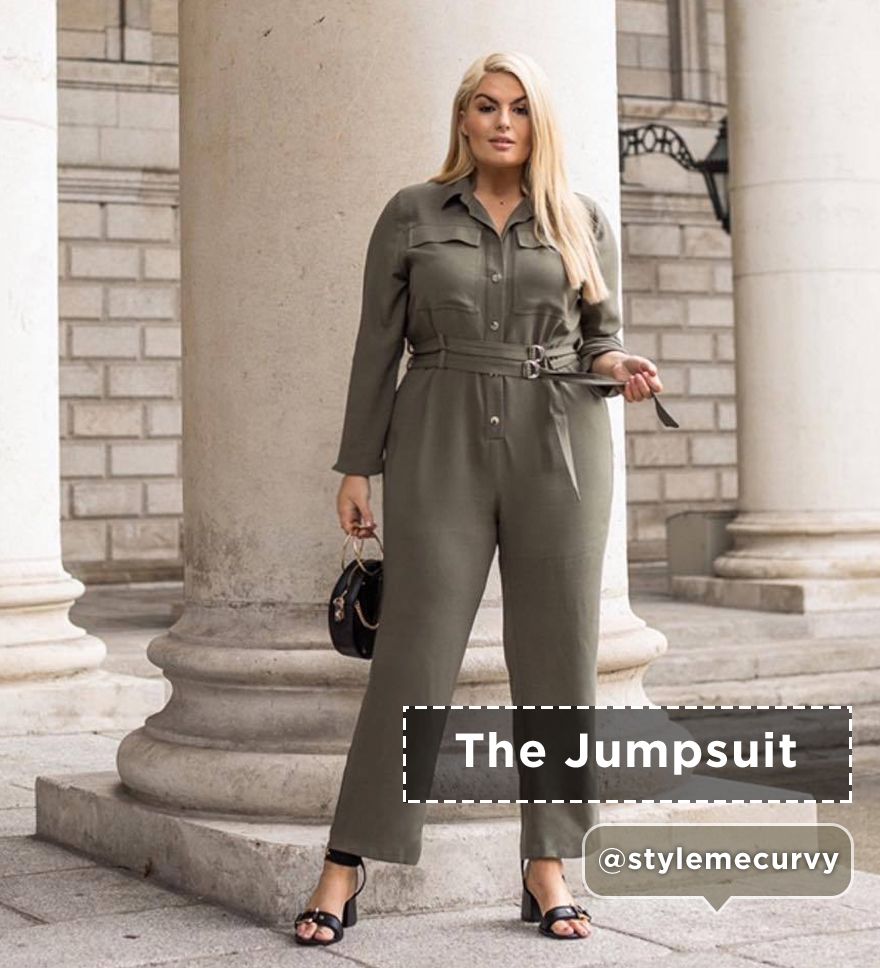 Plus Size Black Tailored Jumpsuit With Gold Buckle