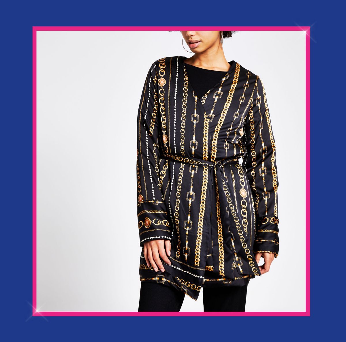 black-chain-printed-satin-pyjama-robe