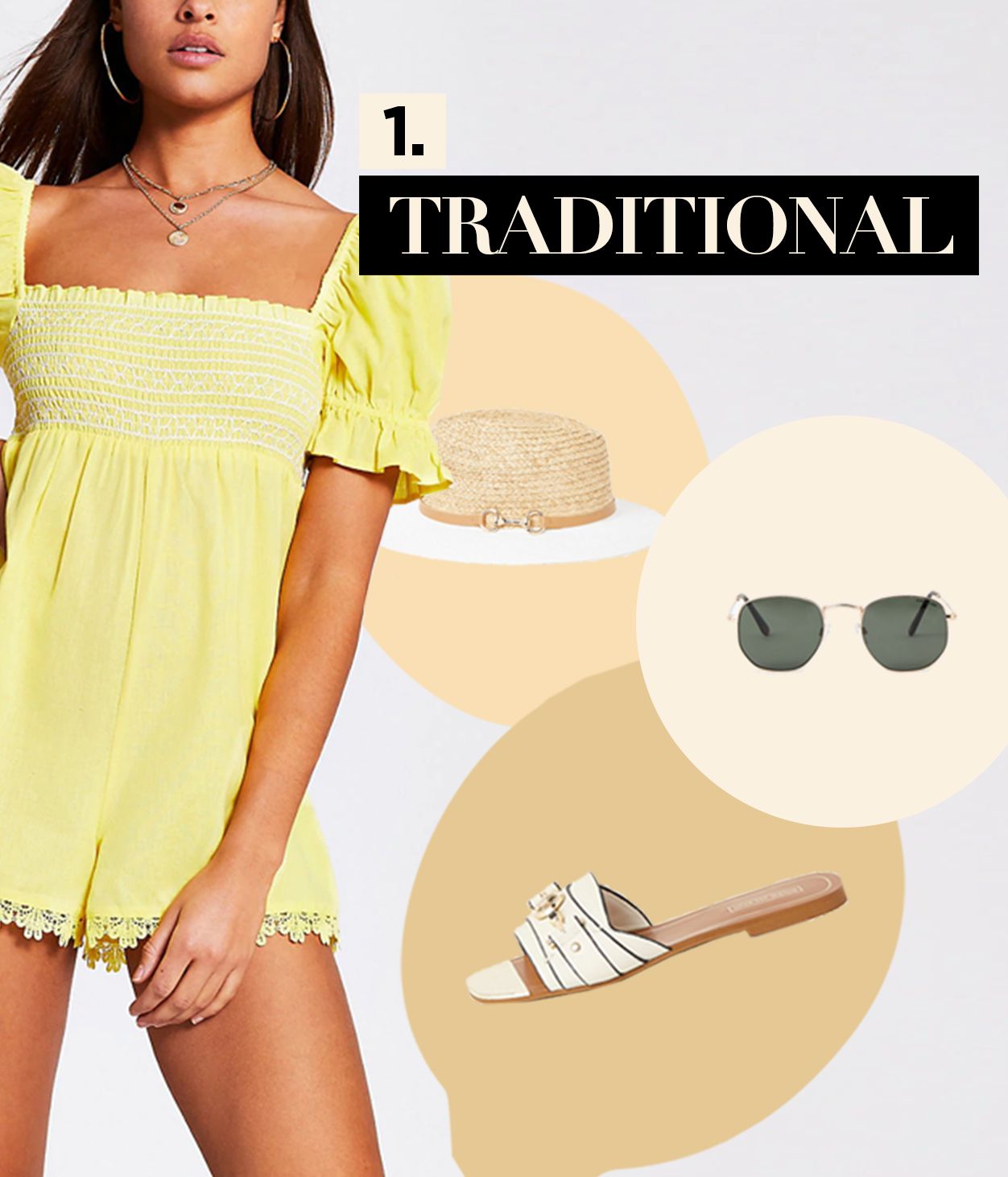 River island yellow playsuit online